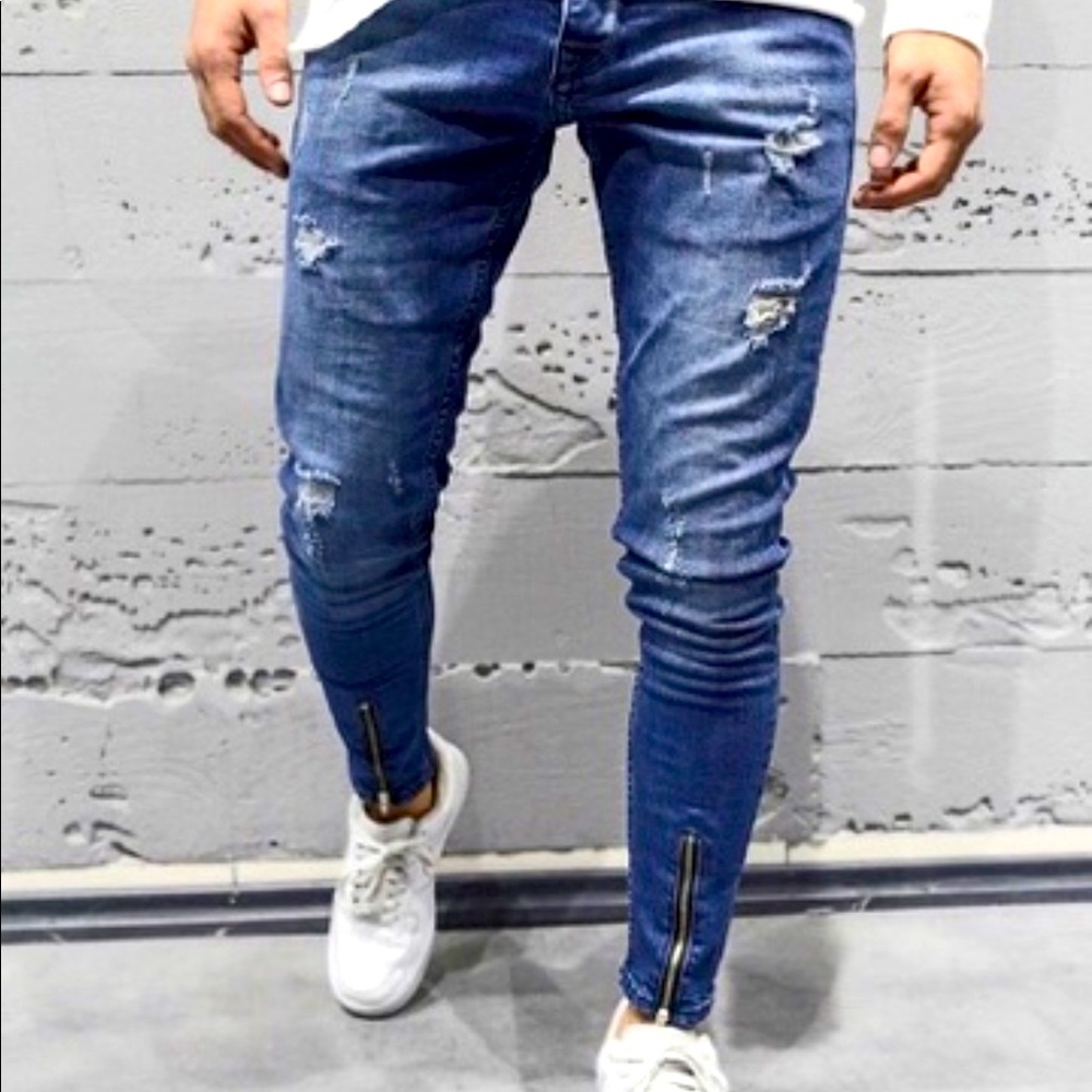 Fitted premium jeans with front leg zips